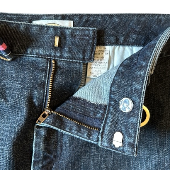 Talbots Preppy Grosgrain Waist Blue Denim Skirt Thick Cotton Stretch Pockets 16 - Picture 6 of 11